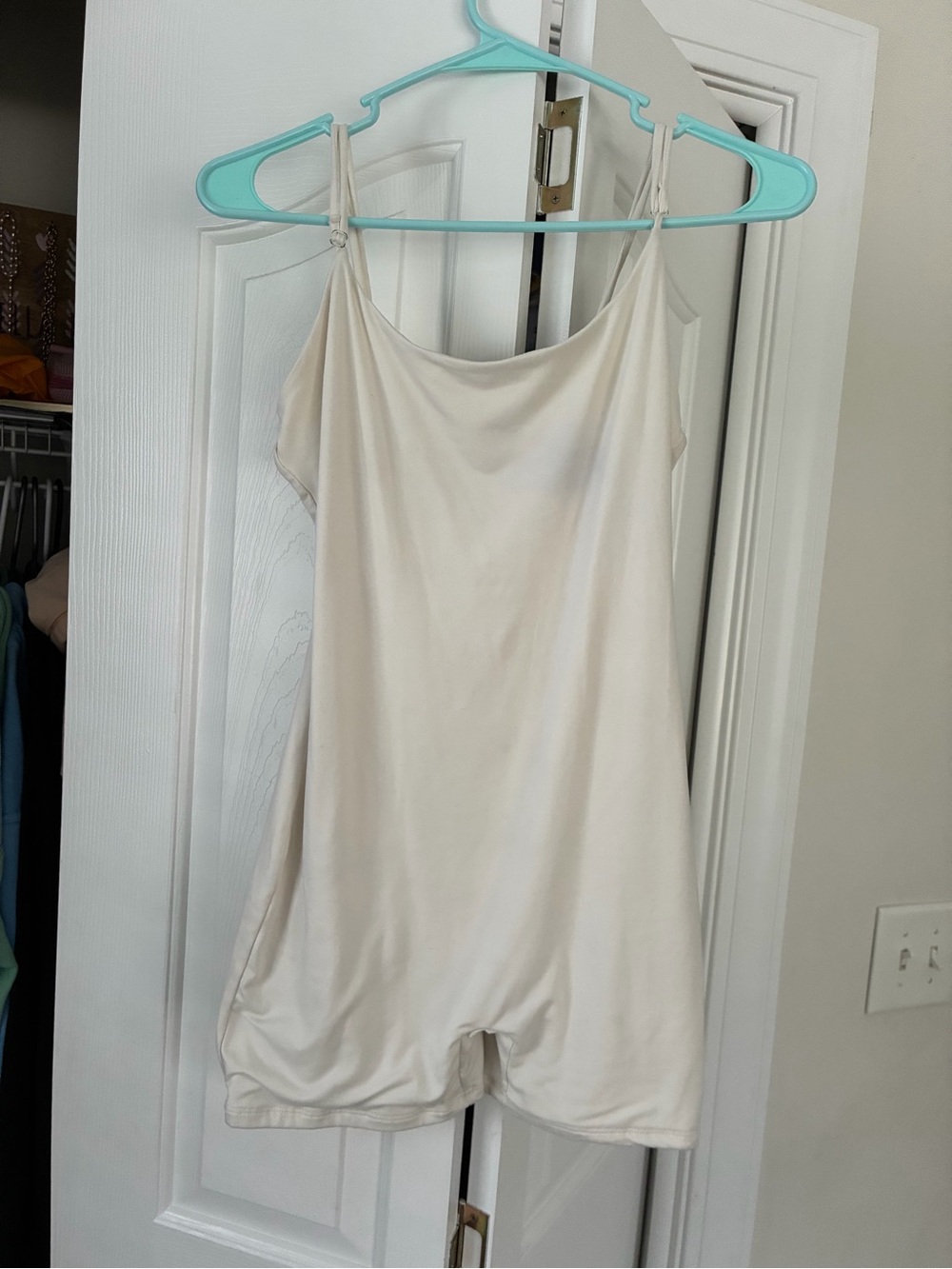 Fashion Nova Cream Beige Satin Slip Romper